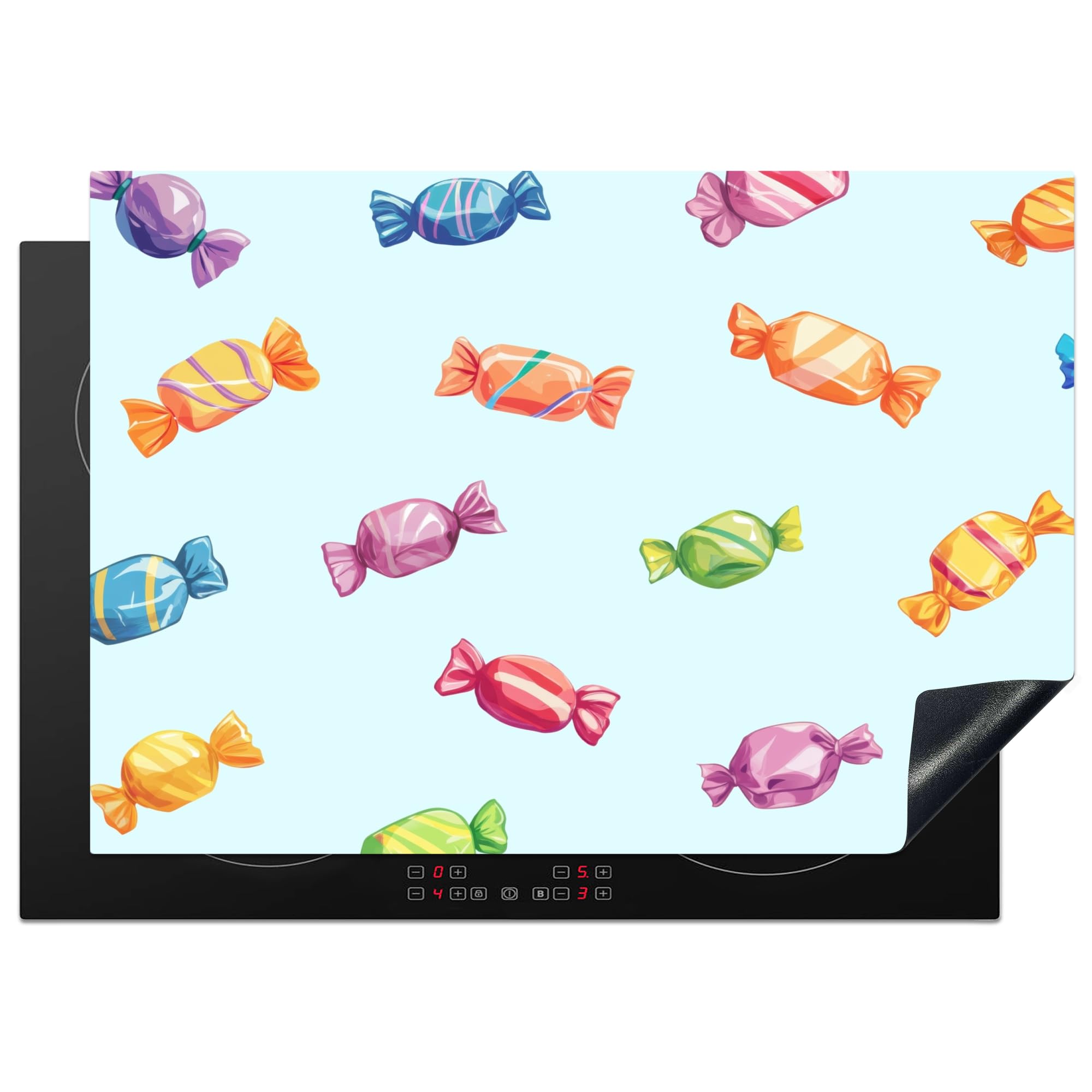 KitchenYeah© Induction Hob Protector Mat 20.5"x29.5" / 75x52 cm Cooker Top Protectors Cover Ceramic Covers Electric Hobs Vinyl Blue - Pattern - Candy