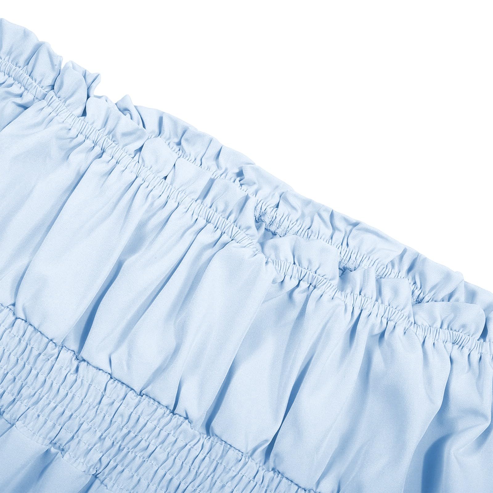Generisch Sommer Elegantes Umstandskleid mit schulterfreiem, langärmeligem Stufenkleid, Seitenschlitz Geraffter, hoher (Light Blue, XL)