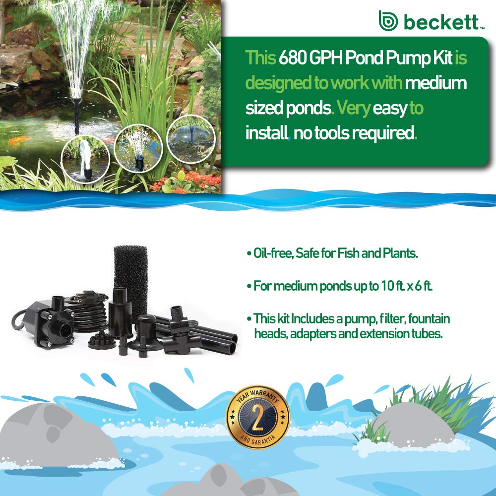 Gardening Beckett Corporation Pond Pump Kit with Prefilter and Nozzles