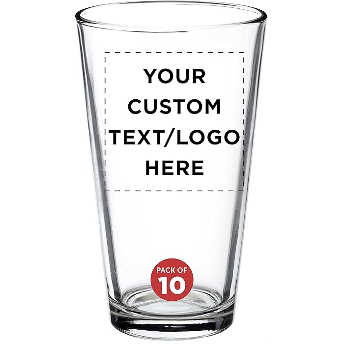 Buy Custom Heavy Duty Beer Pint Glasses by ARC 16 oz. Set of 10
