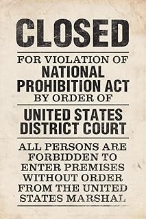 Laminated NPA National Prohibition Act Closed For Violation National Prohibition Act Antique Style Poster Dry Erase Wall Art 12x18
