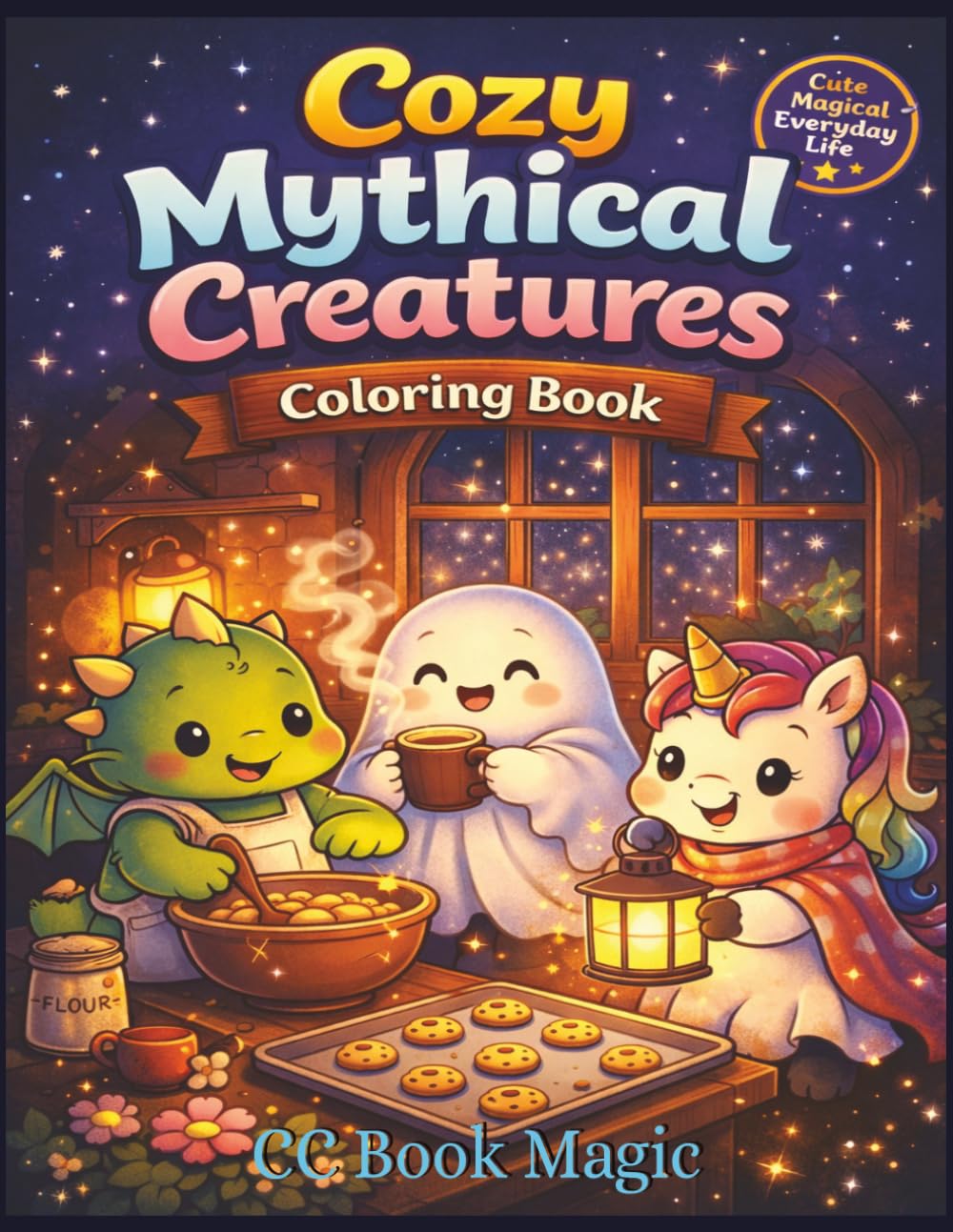 Cozy Mythical Creatures Coloring Book: Cute Dragons, Friendly Ghosts & Magical Everyday Fantasy Scenes for Relaxation, Stress Relief, and Cozy Hygge Coloring
