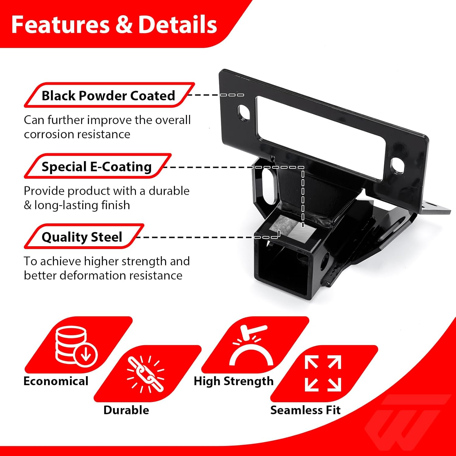 WeiSen 2" Front Lower Receiver Hitch Compatible with Can Am Defender MAX/PRO/6X6 2016-2025