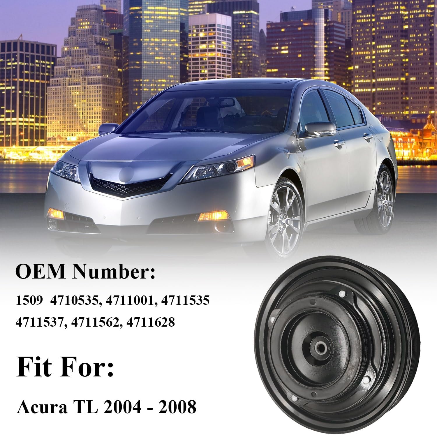 A/C Compressor Clutch Assembly Kit Plate Pulley Bearing Coil 4711535 Replacement for Acura TL 2004-2008, AC Air Conditioning Compressor Clutch Coil Auto Repair Kit