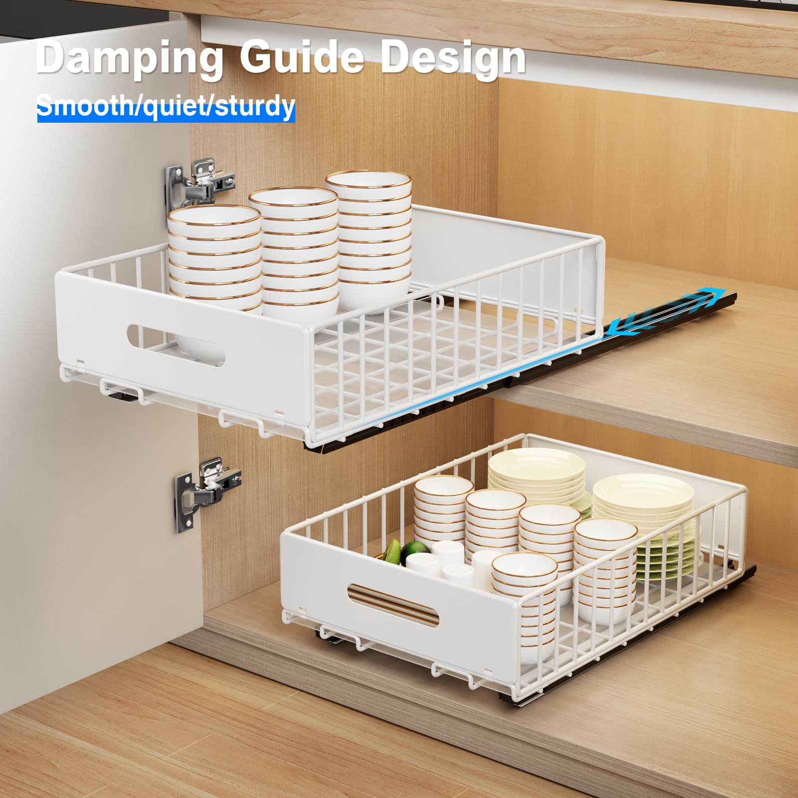 Keukenorganizer Bovenkast Uittrekbare Plank, Handige Heavy-Duty 2-Tier Muur Uittrekbare Plank, Hoge Kast Opklapbare Organisatoren Kast (60Cm Kast H 62Cm)(60cm Cabinet H 62cm