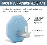 Vista 5 de Sud Scrub® Gancho de ducha antimicrobiano, ganchos autoadhesivos para pared de ducha, ganchos de pared extraíbles resistentes, ganchos para colgar
