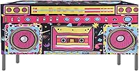 Vista 1 de Mantel temático de 6 pies, 72 x 30 x 30 pulgadas, mantel con temática de radio retro disco lavable, mantel rectangular de poliéster de los años 90