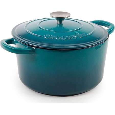 Crock-Pot Artisan Round Enameled Cast Iron Dutch Oven, 5-Quart, Teal Ombre