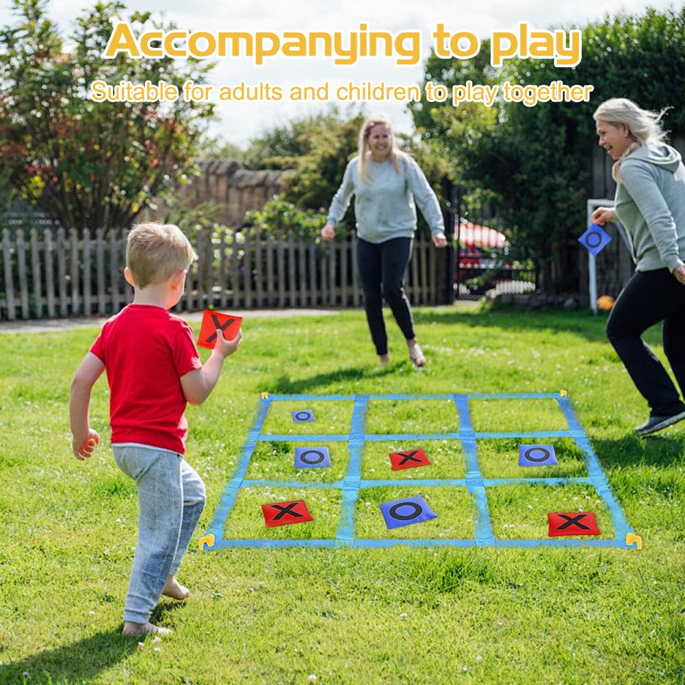 Enorme Tic Tac Toe - Set da Gioco per Esterni, 1,2 m, con Sacco, per Giardino, Spiaggia e Campeggio, Giochi da Giardino e Giochi All'aperto per Adulti, Bambini e Feste in Famiglia