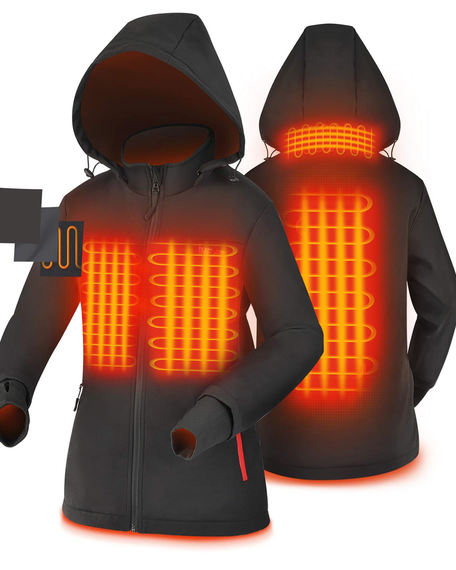 IHeatWomen's Heated Jacket, Winter Jacket Slim Fit Heated Coat with 14400 mAh Battery Pack