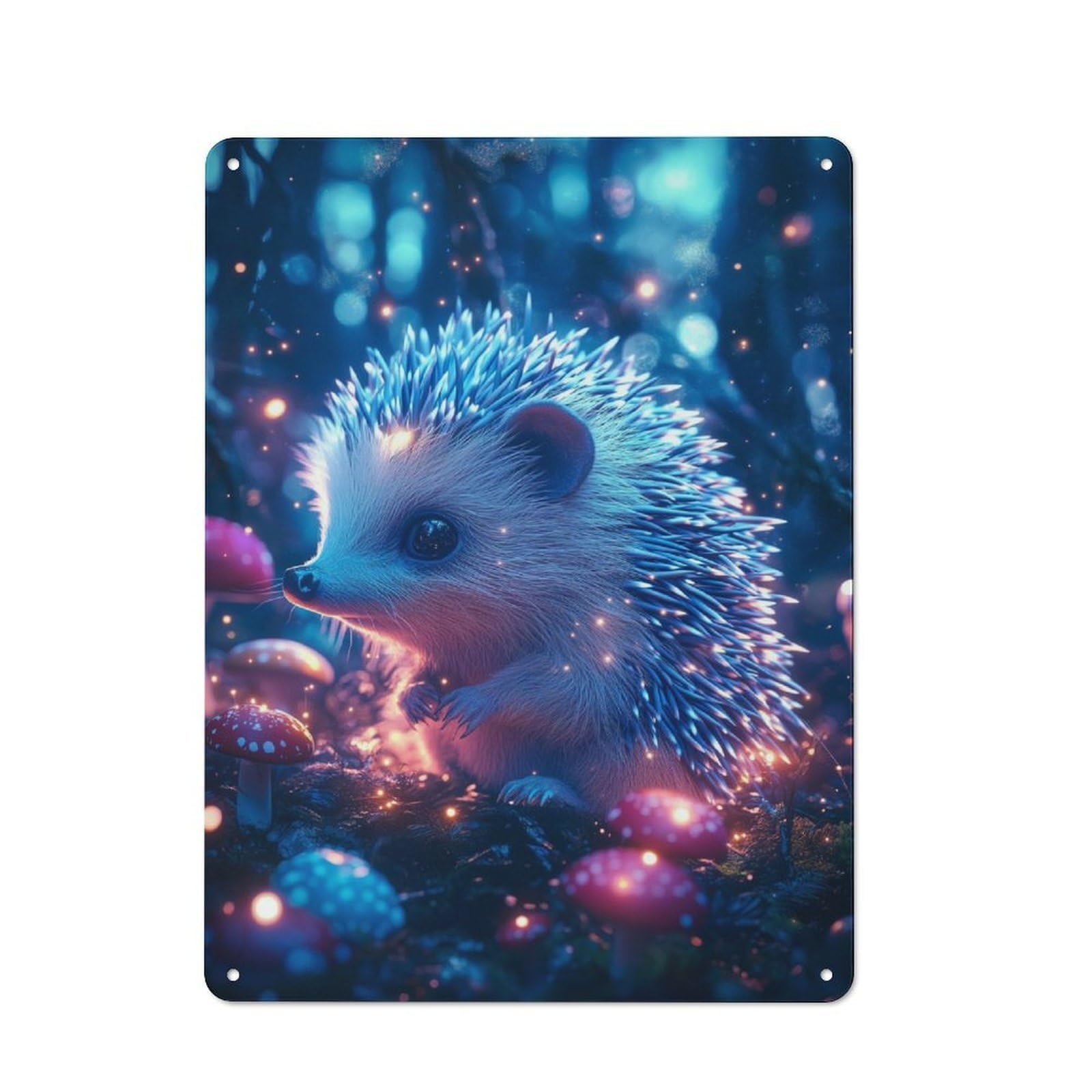 Junmoney Magical Hedgehog Metal Wall Sign 40X30cm Featuring For Garage Wall, A Housewarming Gift For People Furnishing A Garage
