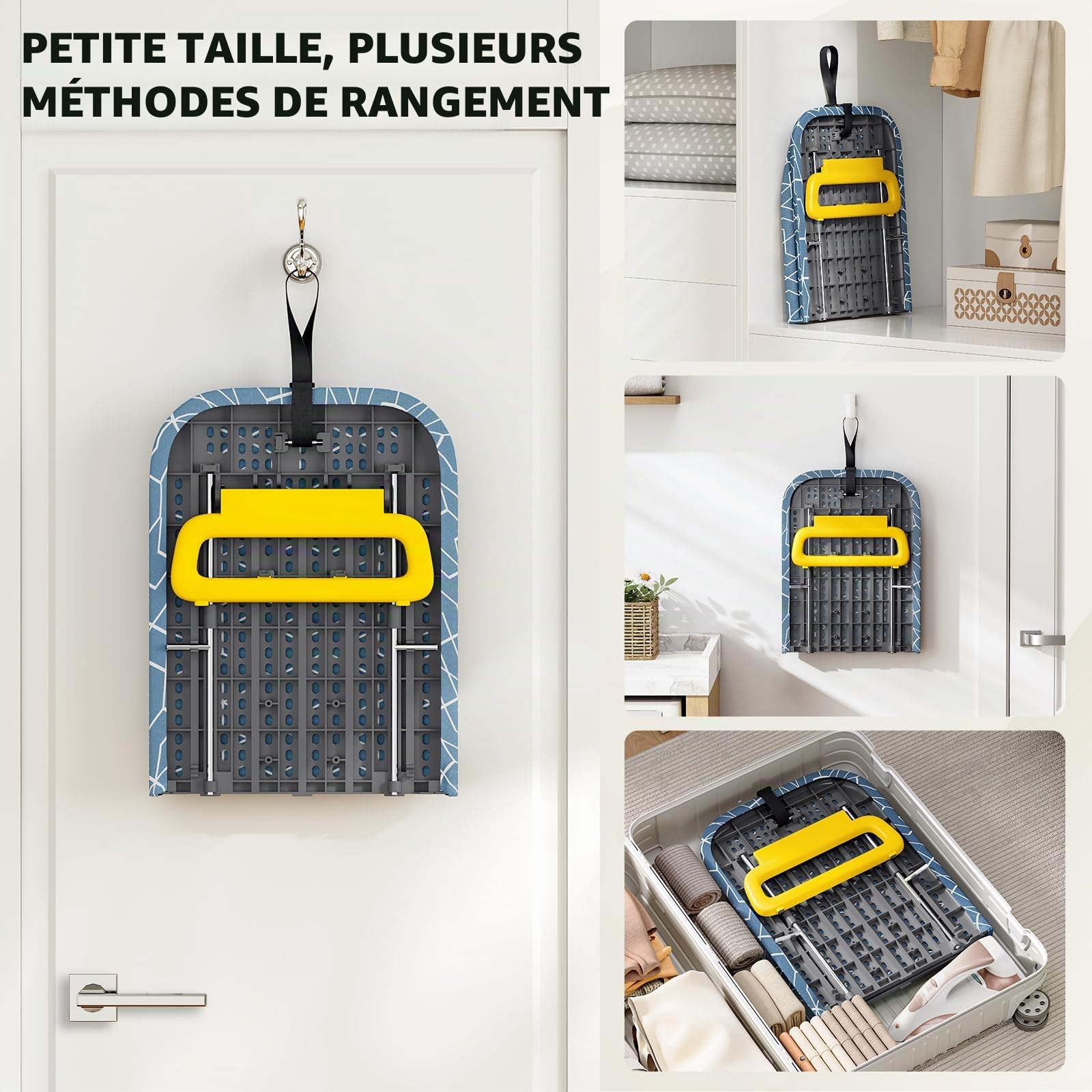 KINGRACK Table à Repasser Pliable - Petite Planche à Repasser - Housse de Planche à Repasser Pliable et Portable avec Pieds antidérapants pour Un Usage Domestique - 30 x 81 cm - Bleu foncé