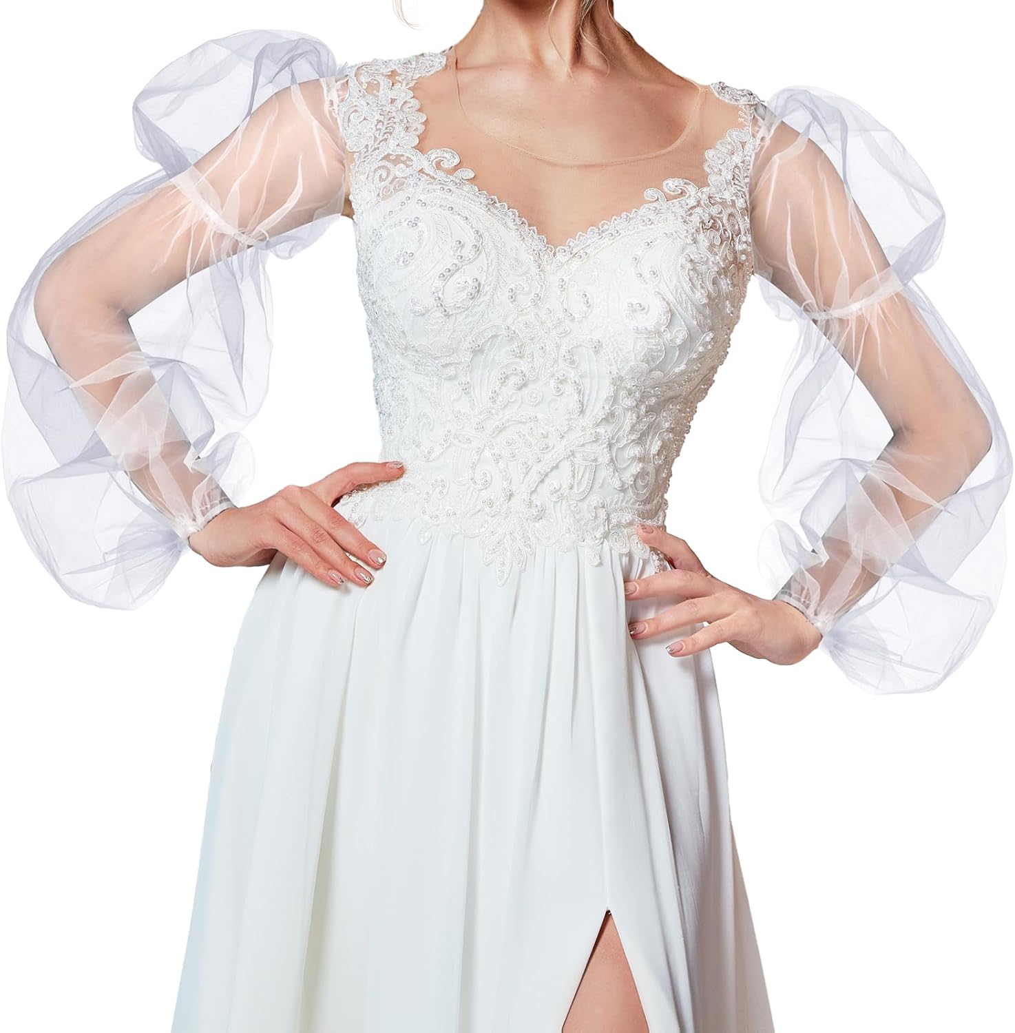 Pcs Detachable Sleeves for Wedding Dresses Puffy Liberia Ubuy - Main Image