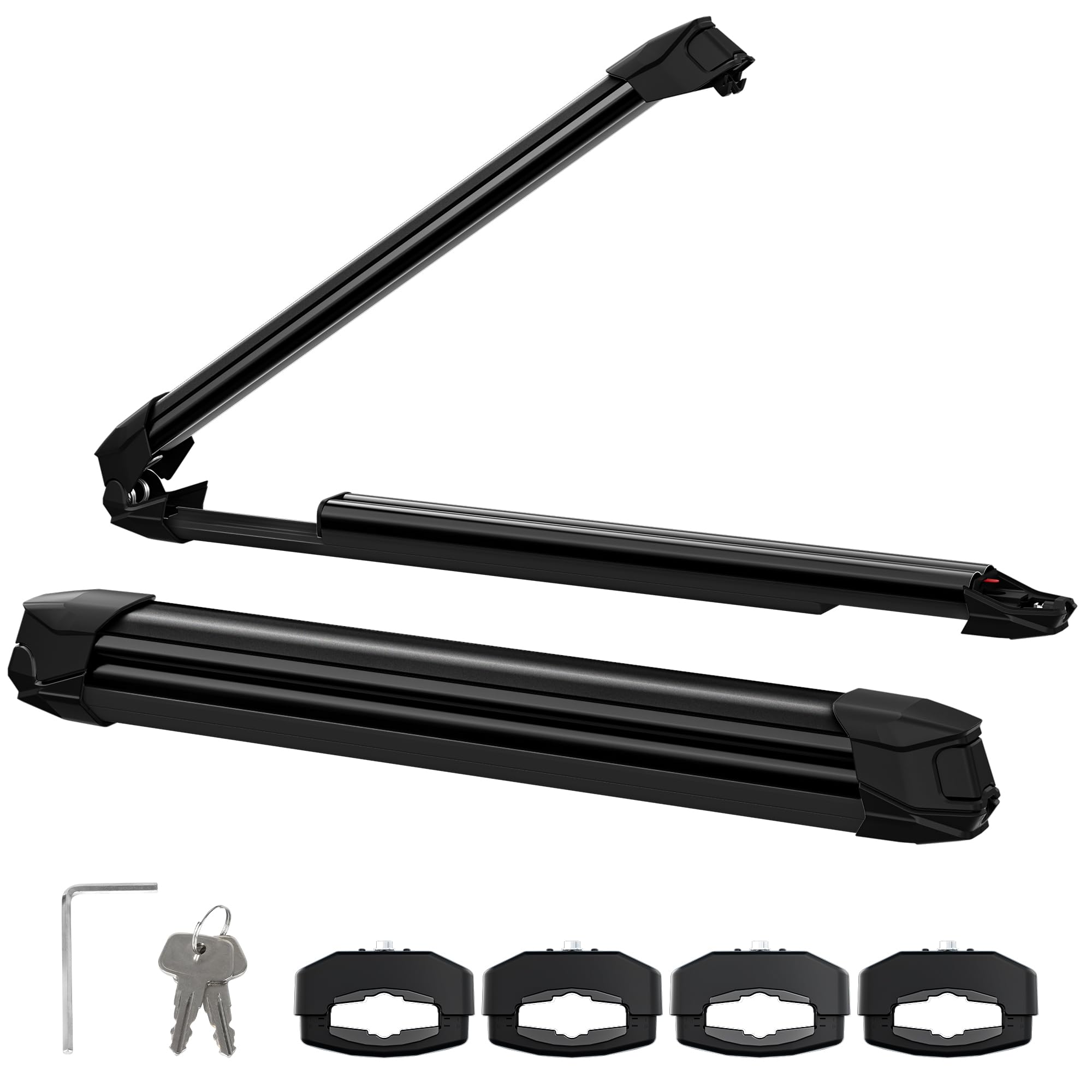 Ski- und Snowboard-Dachträger, Universal-Skiträger, mit Anti-Diebstahl-Schloss, 28'' Passend für 6 Paar Skier/4 Snowboards, Passend für Square/Round/Aero/Oval Cross Bars, eisenhaltig