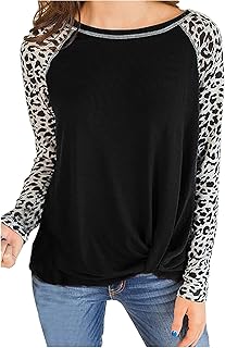Top da donna a maniche lunghe con scollo a O, in cotone, taglie forti, casual