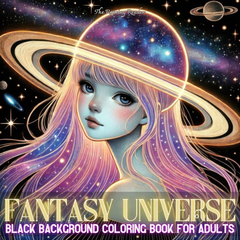 Fantasy Universe Black Background Coloring Book For Adults: Explore the Beauty of Galactic Goddesses, Cosmic Warriors, and Celestial Dancers with ... - Black Background makes your colors POP!)