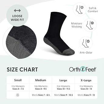 Orthofeet Bunion Relief Socks Non-Binding Non-Constrictive Socks 3 Pack