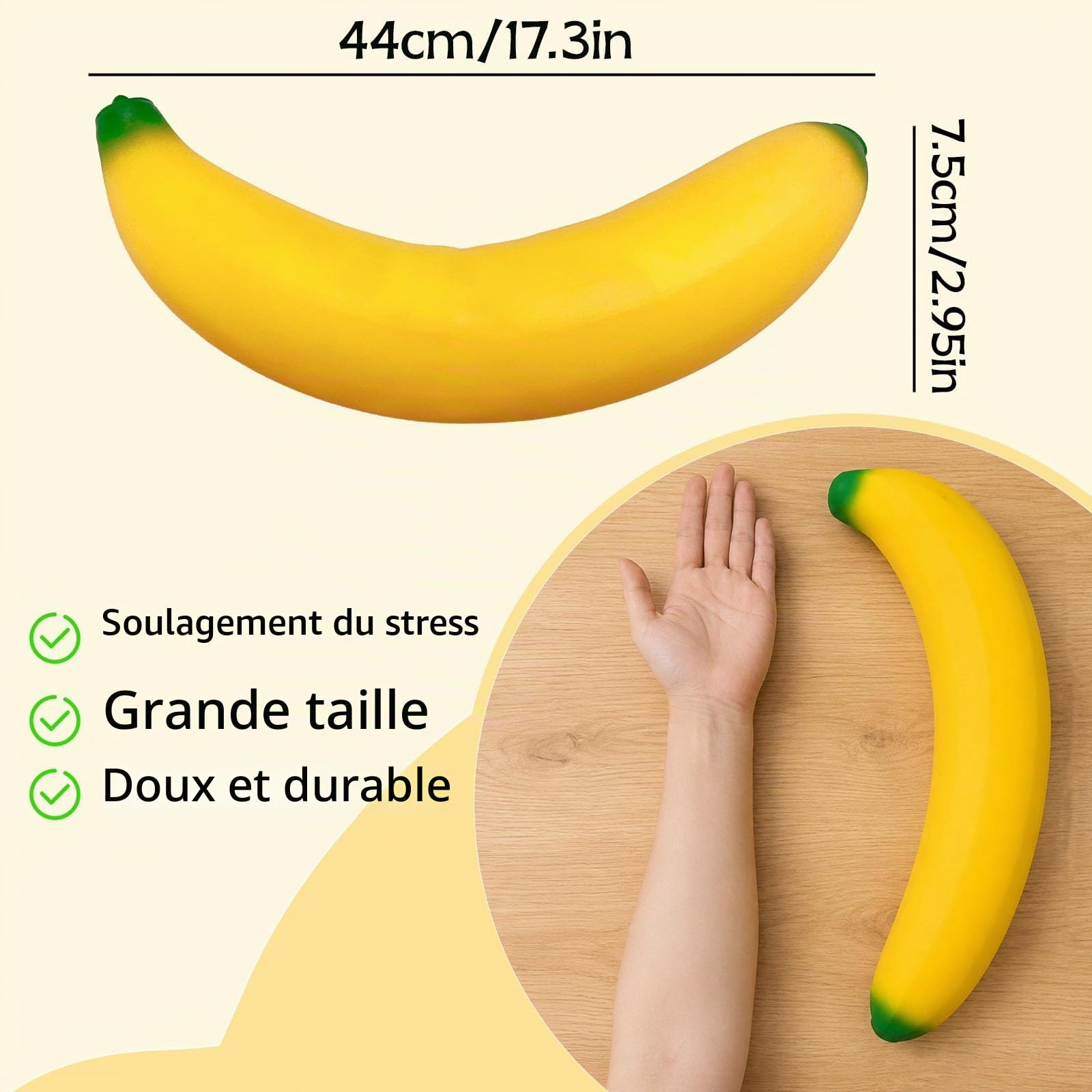 Squishy Banane Geant, Jouet Anti-Stress Banane XXL, Jouet Sensoriel Anti-Stress Retour Lent, Ouet de Décompression Ultra-Doux, pour Maison et Bureau