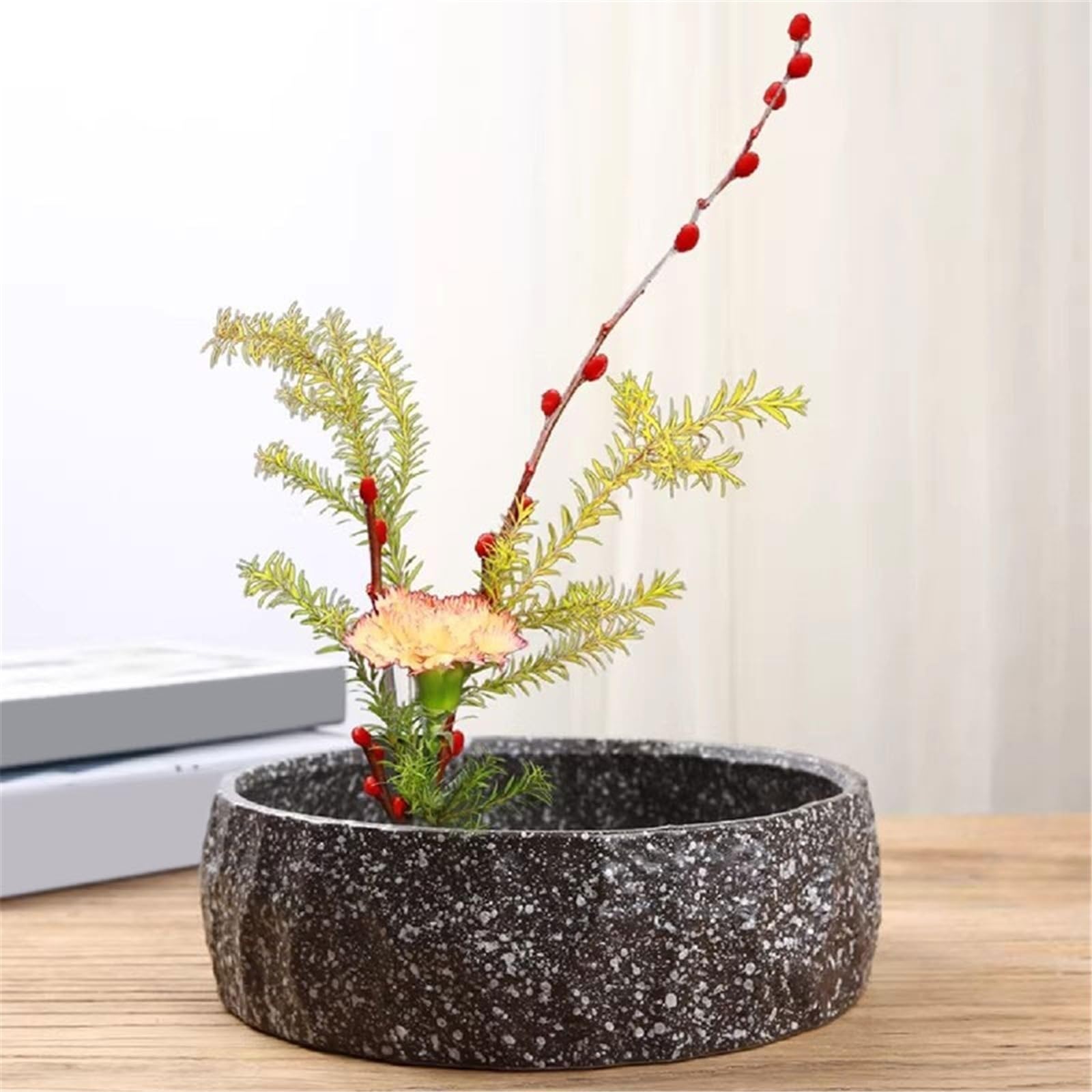 Sottovasi per Fiori Vassoio Cinese Rotondo for fioriera, piattino con Struttura in Pietra Imitazione Vaso