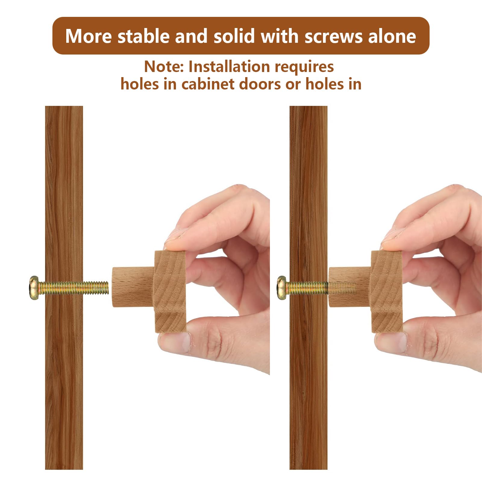 Boutons de Tiroir en Bois Massif,6 Pièces Poignées de Meubles en Bois Pour Animaux,Boutons de Porte D'Armoire en Bois,Poignée de Tiroir Avec Vis,Poignées de Meubles en Bois