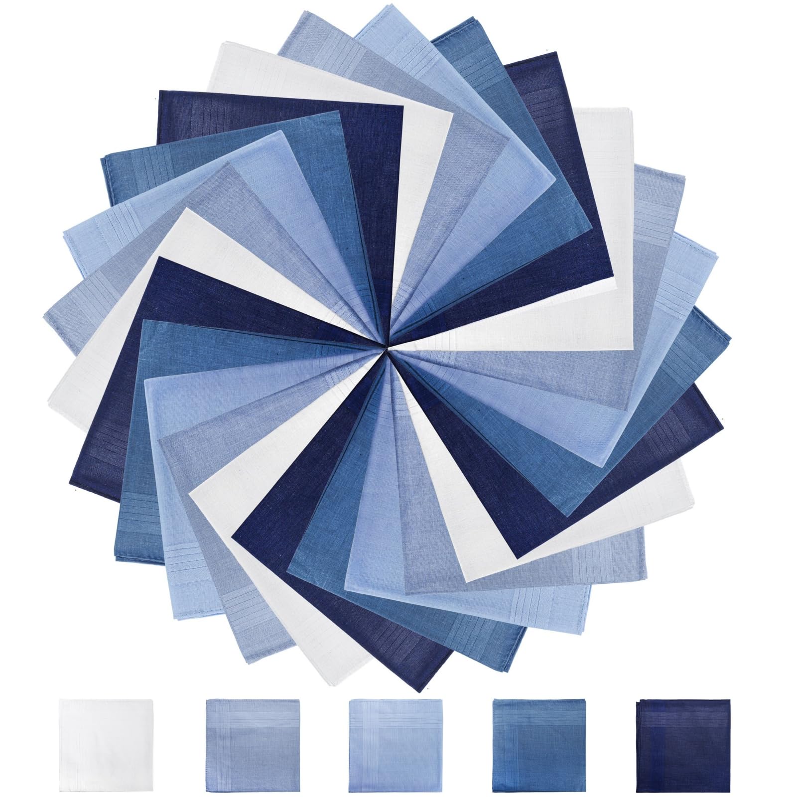 25 Pack Men's Handkerchiefs, Soft Pure Cotton Hankies for Men, 15.5 Inch Classic Pocket Square Towel for Gift, Anniversary, Father's Day, Assorted Colors