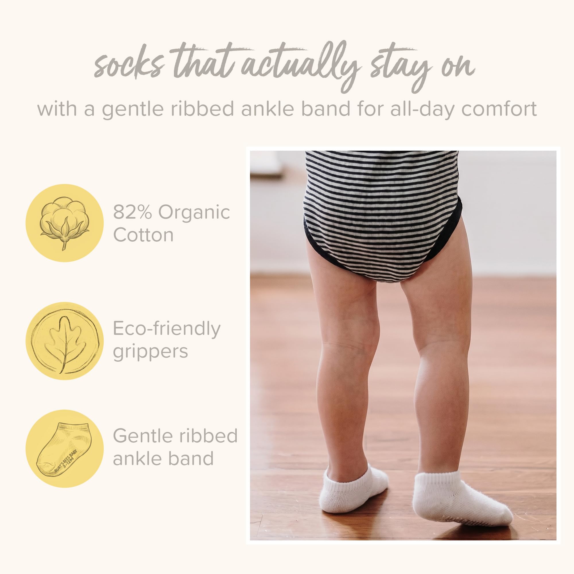 Burt's Bees Baby Baby - Jungen Socks, 6-pack Ankle Or Crew With Non-slip Grips, Made With Organic Cotton Lässige Socken (6er Pack)