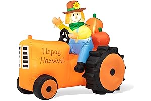 7FT Lighted Inflatable Scarecrow Tractor