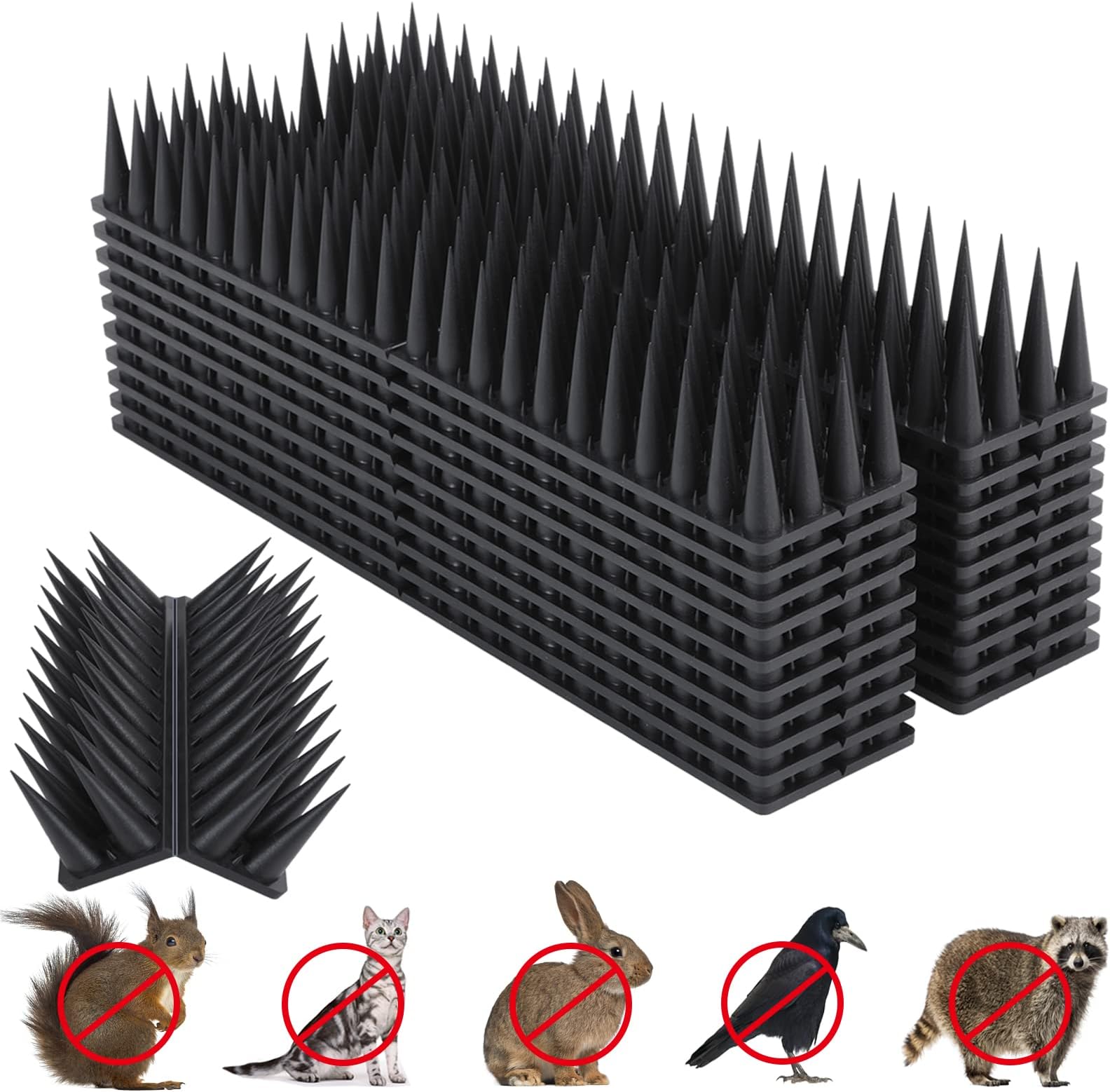 Bird Spikes, 20 Packs Bird Deterrent, Raccoon for Outdoor Repelling Reptiles, Squirrel Spikes for Fences and Roofs to Keep Birds Away(18.7Feet)