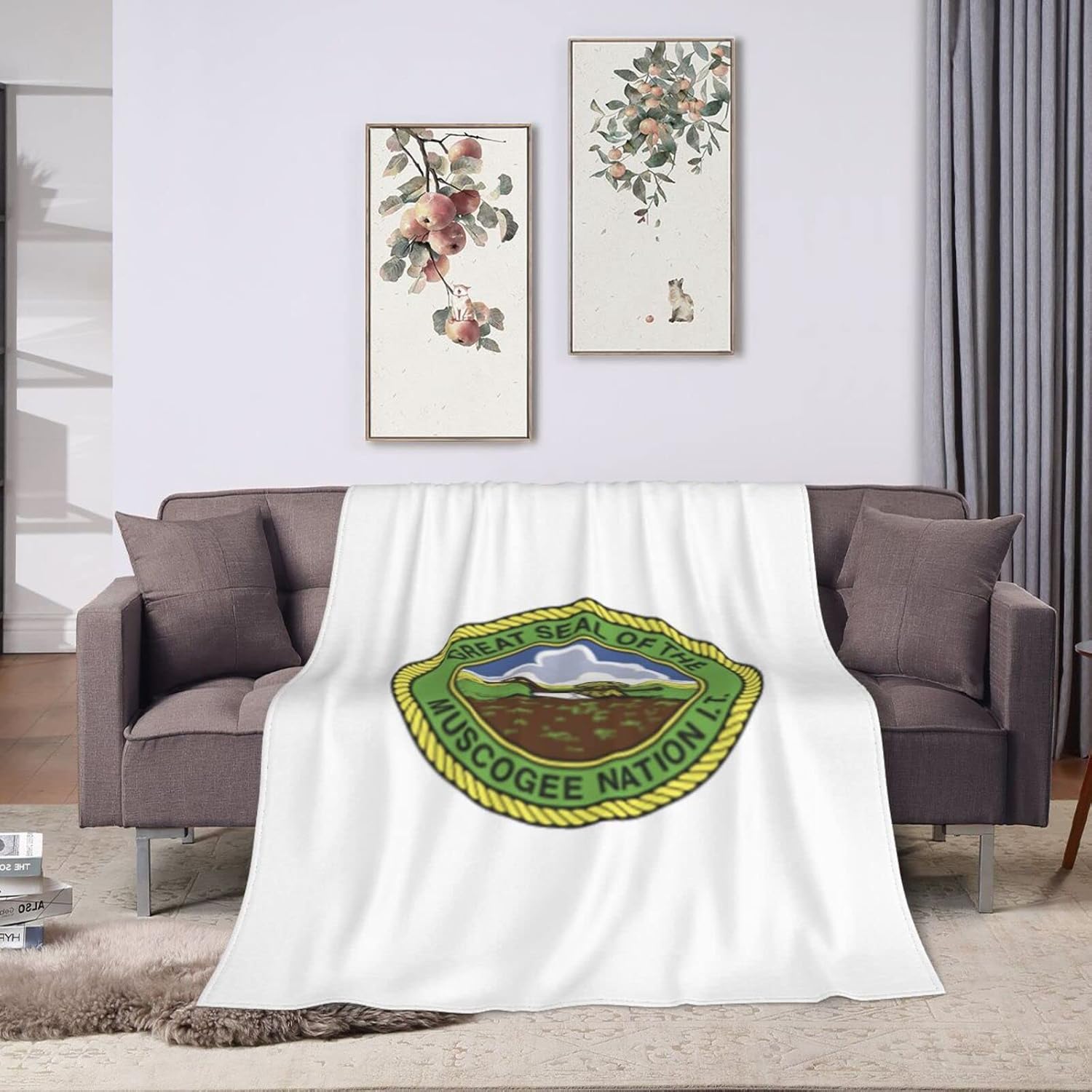 Flag of The Muscogee Nation Throw Blanket for Couch Bed Sofa Super Soft Cozy Throw Blanket 80"x60" Blankets