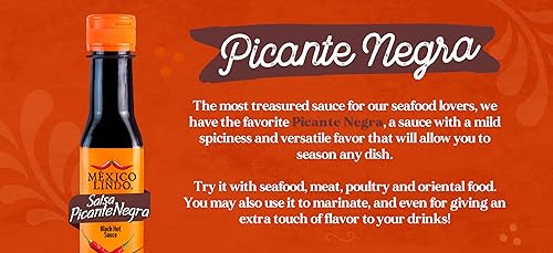 Miniatura 6 de Mexico Lindo Picante Negra - Expositor de salsa picante, 5 onzas líquidas, paquete de 3
