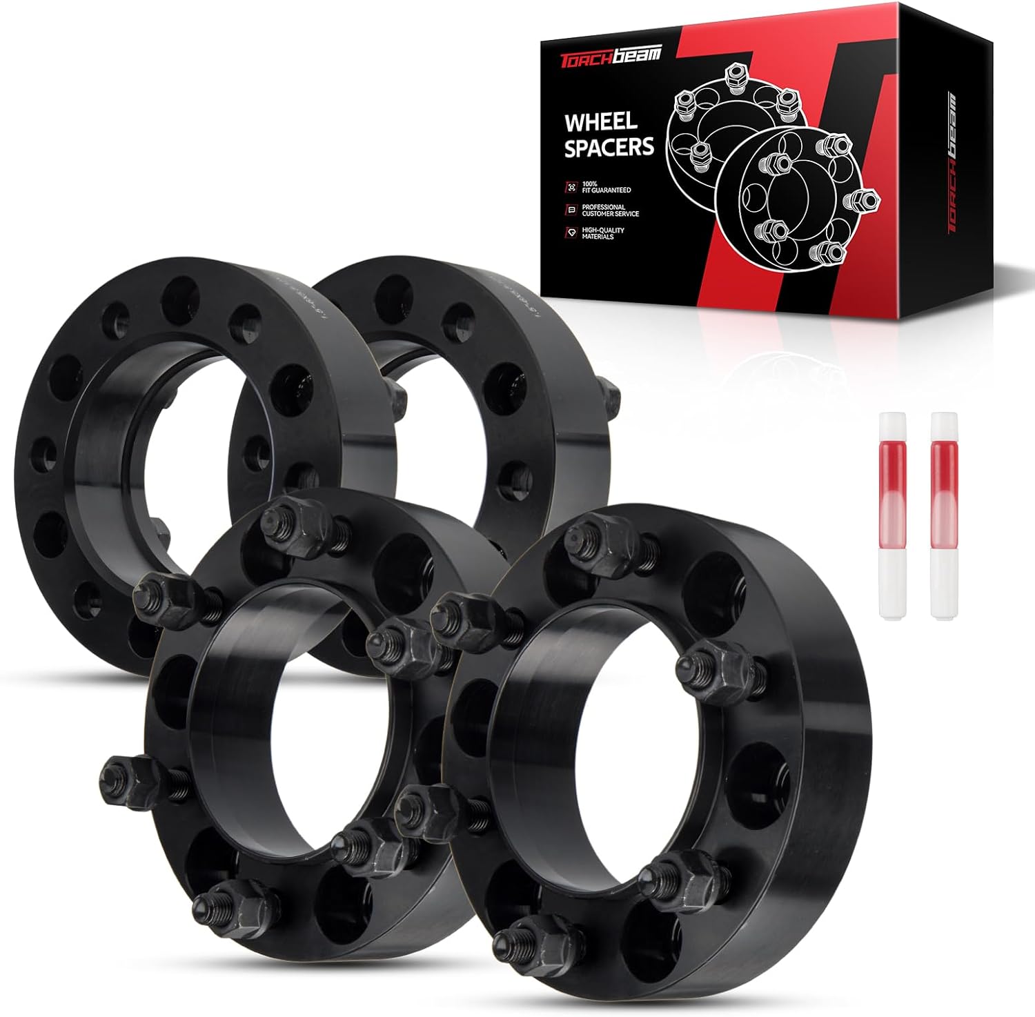 Torchbeam 6x5.5 1.5 inch Hub Centric Wheel Spacers for Tacoma, 4Runner, FJ Cruiser, Tundra, GX460, Sequoia, GX470, T100, LX450, 106mm Center Bore & M12x1.5 Studs