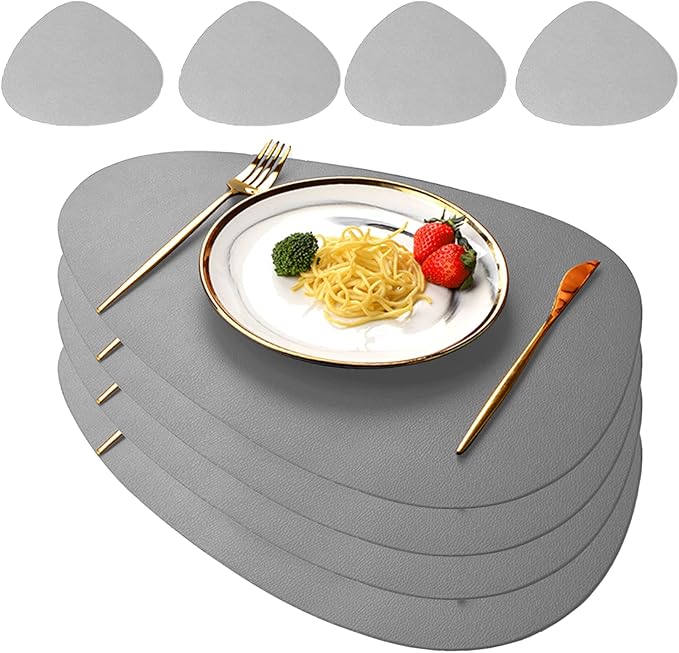 ToKinCen Leather Table Mats and Coasters,8Pcs Placemats Coasters Set