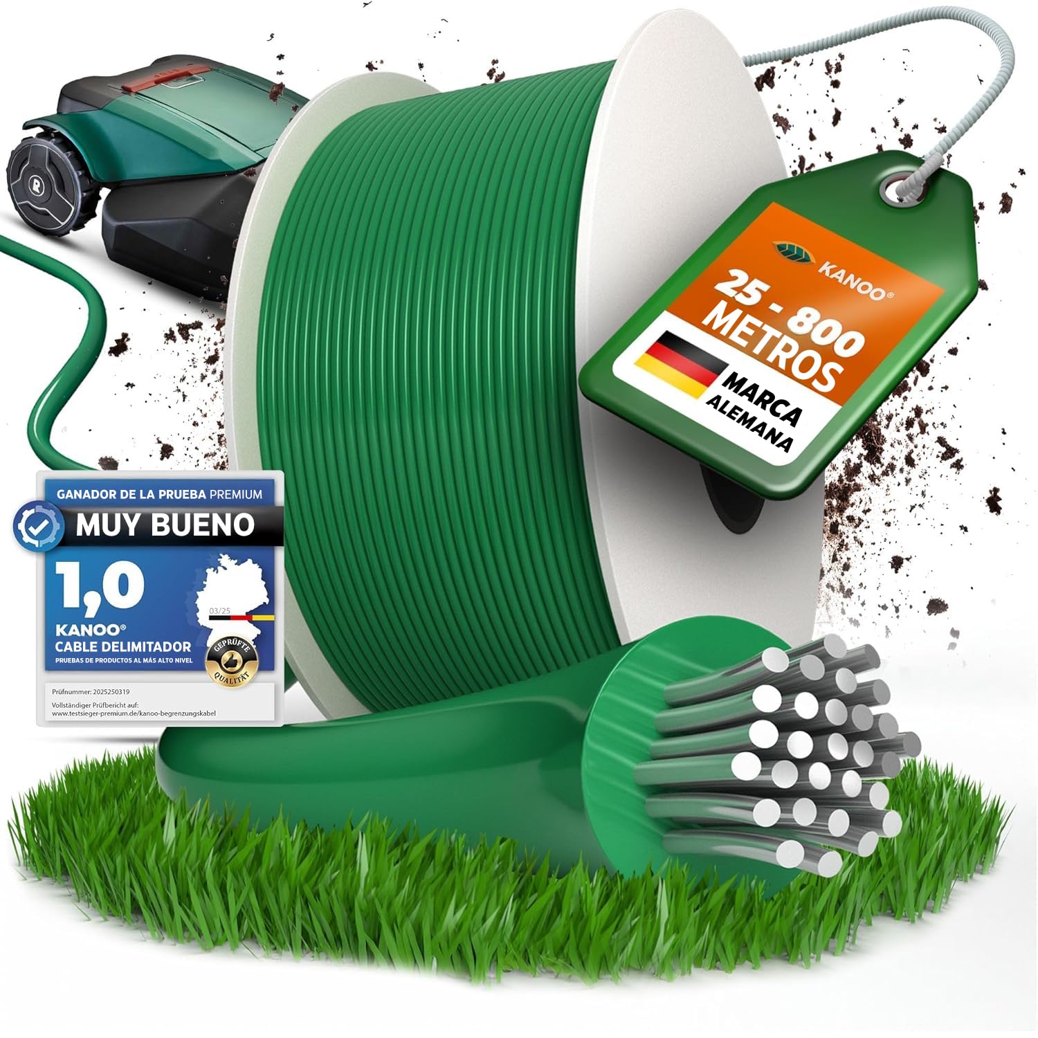 kanoo Cable limitador para Robot cortacésped – Cable limitador para Robot cortacésped de Todas Las Marcas – Cable para limitar el área de Corte de 2,7 mm de diámetro