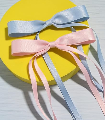 Miniatura 9 de LFOUVRE 4 pinzas para el cabello para mujer, lazo con borla y cola larga, clip para niña, accesorios sólidos, pasadores y lazo de garra (azul