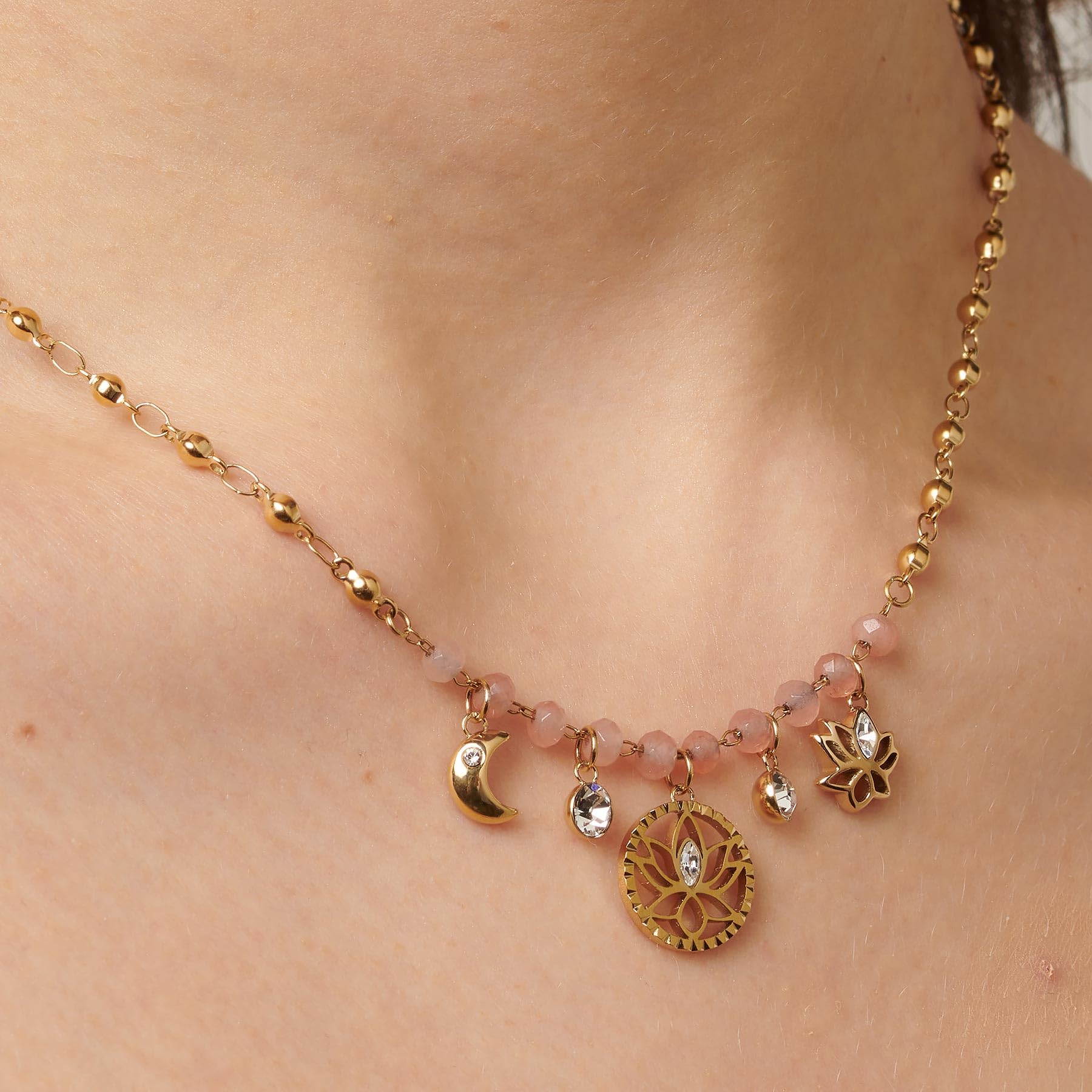 Brosway Collana Donna, Collana in Acciaio e Cristalli/pietre Naturali con Simbolo Fiore | Collezione Chakra - BHKN087