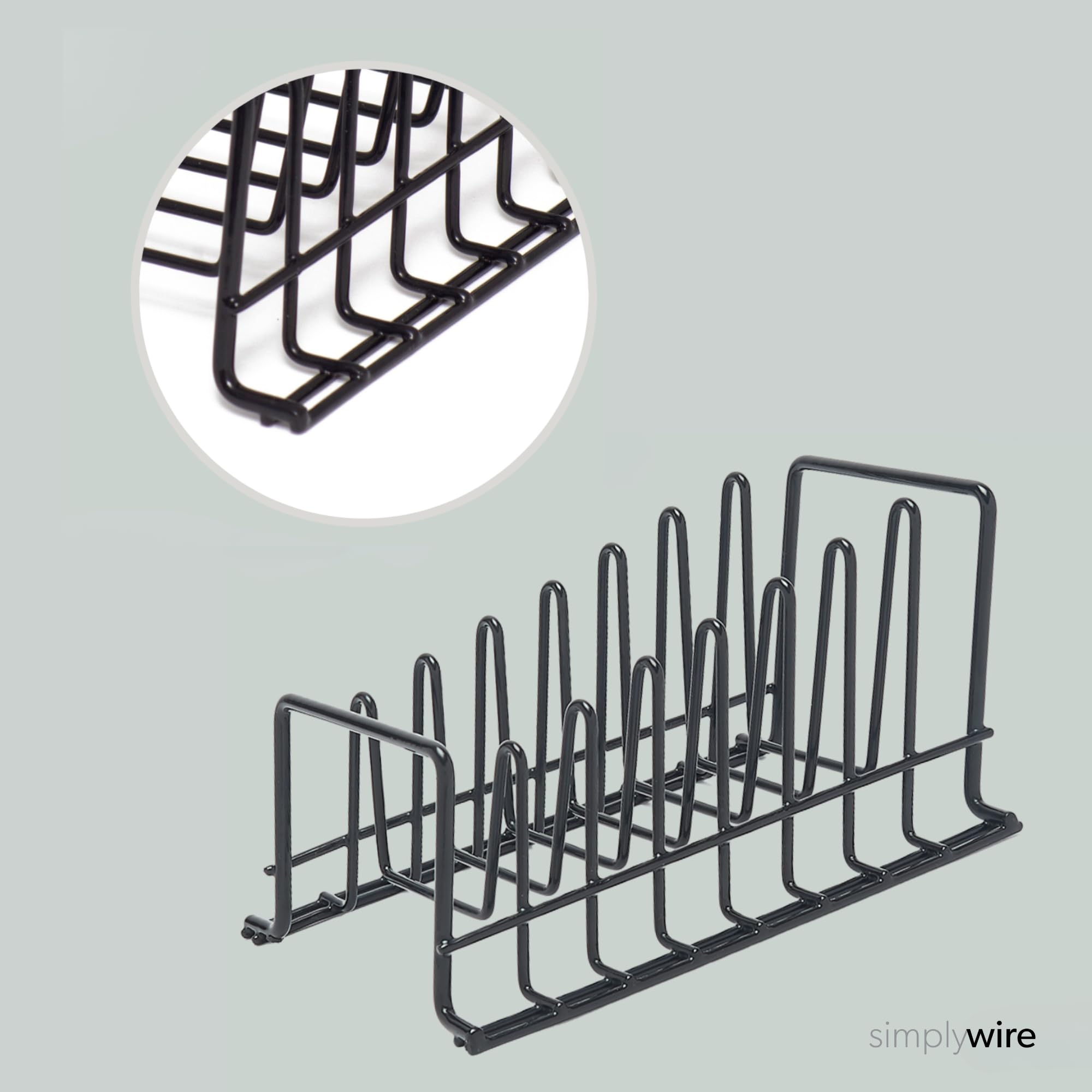 simplywire - Confezione da 2 - Rastrelliera per Piatti/Scolapiatti - Organizer per Credenze da Cucina - Acciaio Rivestito in Plastica Nera - Piccolo