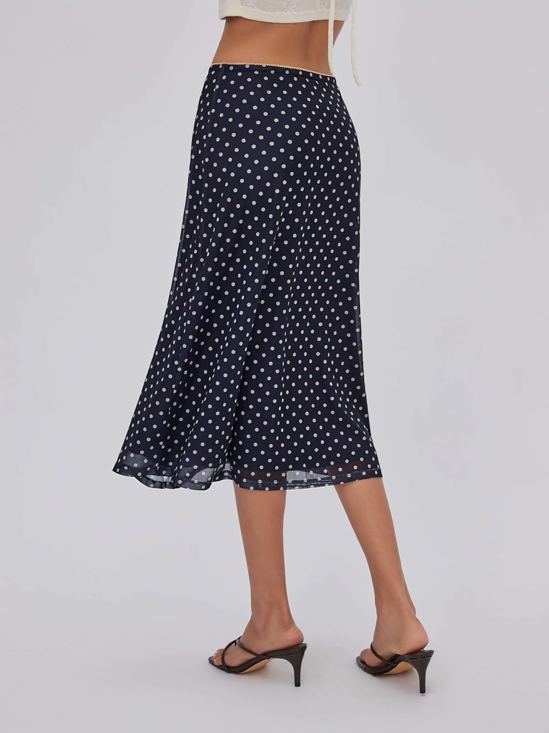 CIDER Womens Polka Dot Skirts Mesh High Waist Boho Flowy Long Midi Skirts - Image 5
