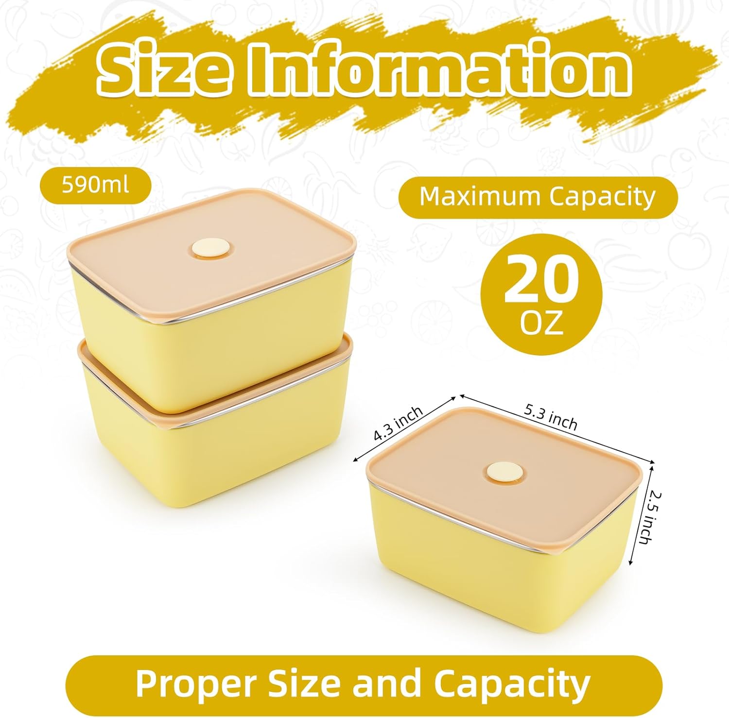 3 PCS Stainless Steel Food Storage Containers with Lids (20oz), Reusable Snack Containers with Lids for Kids,Leak Proof & Airtight,Metal Containers for Meal Prep,Candy,Fruit,Snack - Image 2