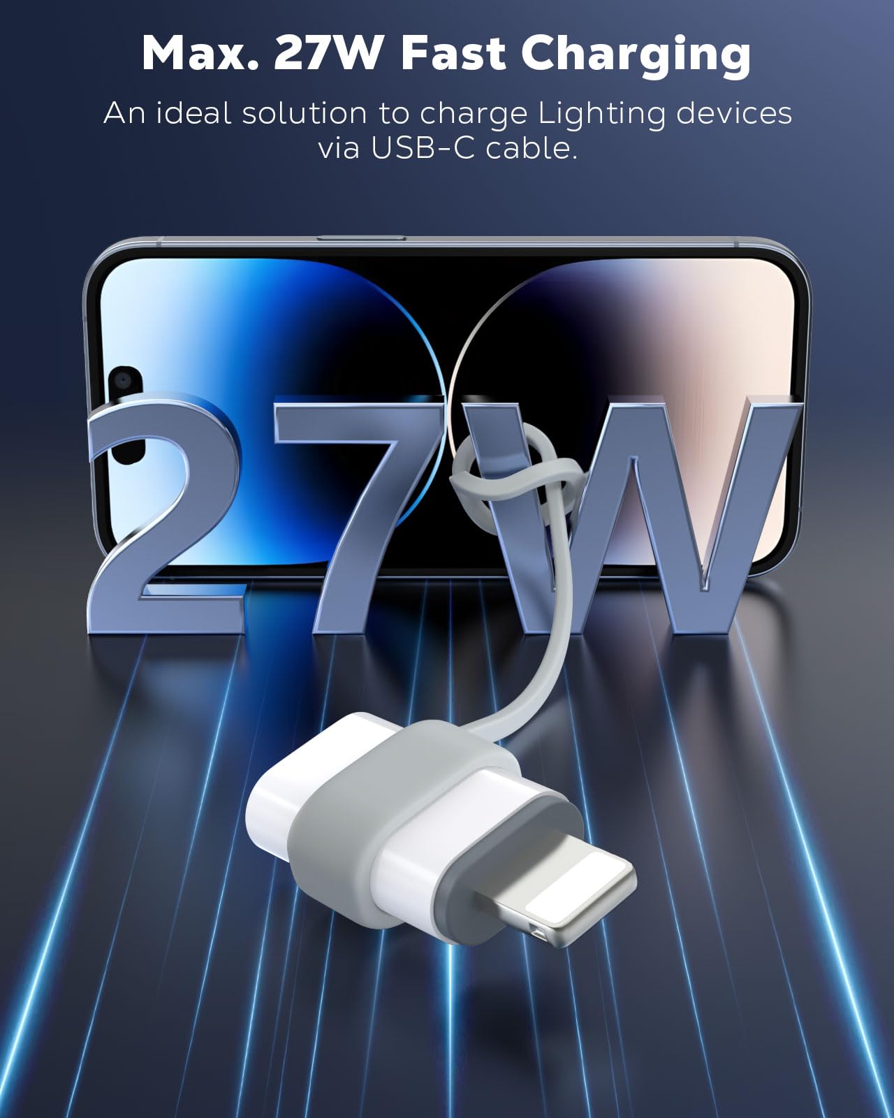 MoKo Adattatore USB C a Lightning per iPhone 14/13/12/11/X Ricarica e Sincronizzazione Dati Bianco