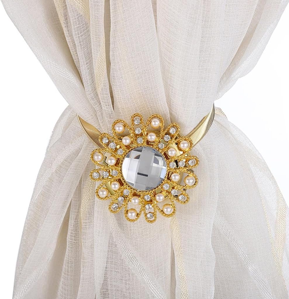 限定！DJGACSI 磁気カーテンバックル弾性カーテンストラップ非穴あき窓装飾結合ロープ(Silver)