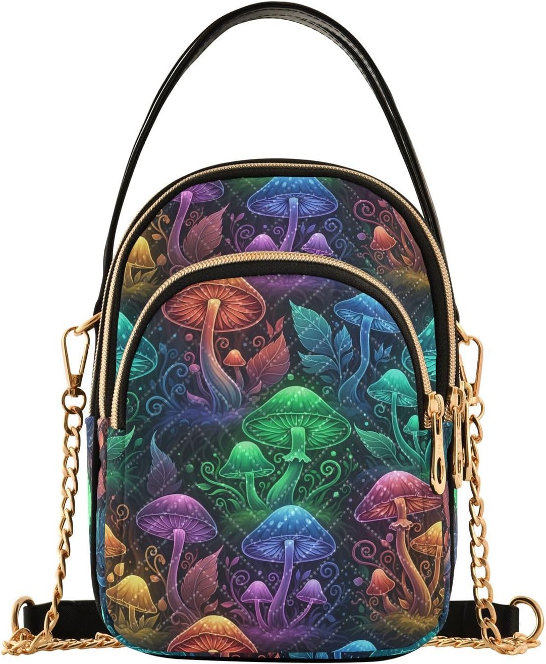 ODAWA Mini Cell Phone Bag Colorful Mushrooms Crossbody Phone Pouch Bag