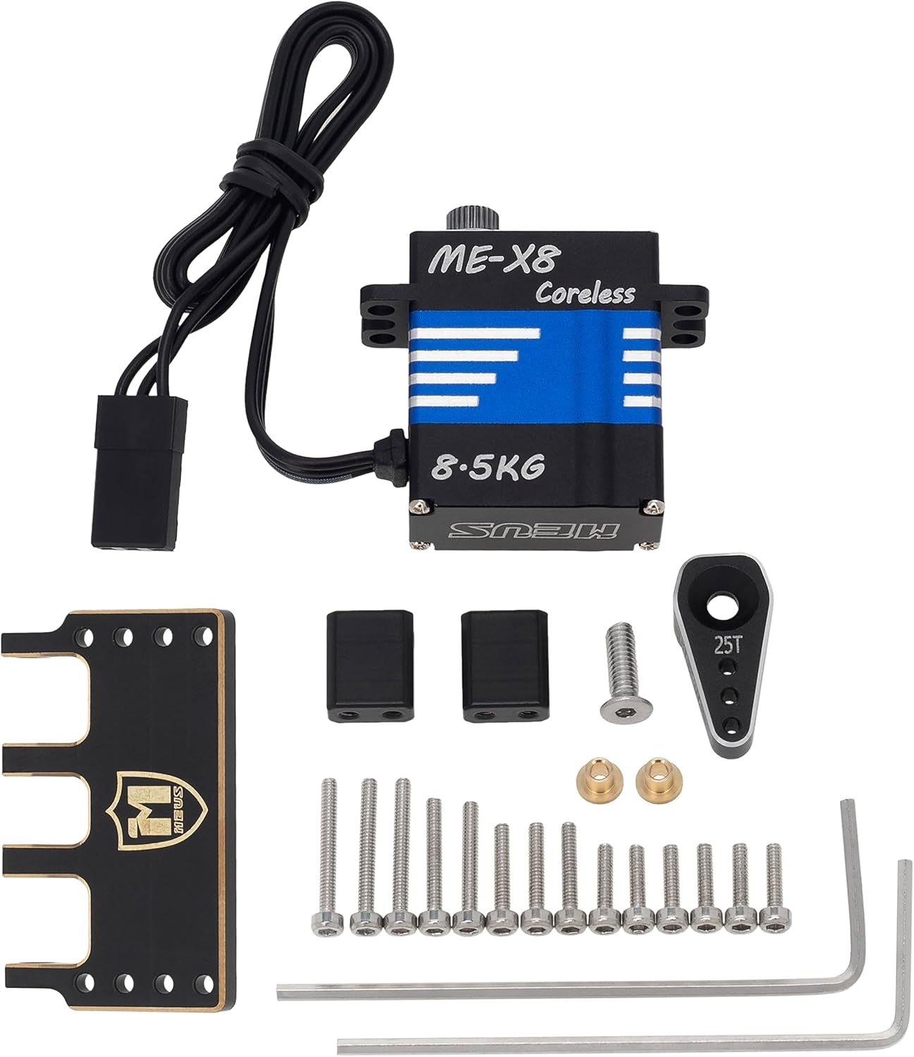 MEUS RACING SCX24 Micro Servo with Brass Servo Mount + Servo Arm for Axial SCX24 C10 JLU Bronco 1/24 RC Crawler Car Upgrade Parts