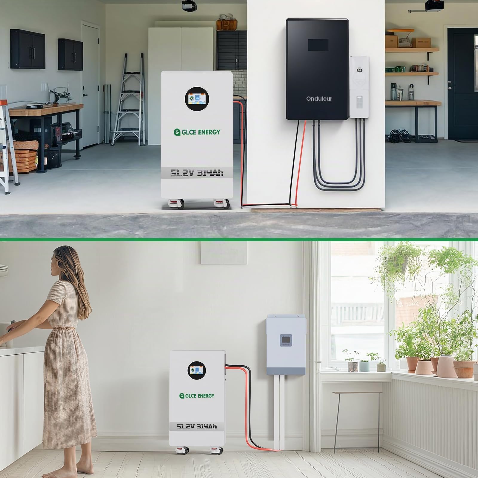 Batterie au Lithium LiFePO4 51,2V 314Ah - Écran LCD - BMS Intelligent Intégré 200A - Batterie 15,36kWh pour Camping-Car, Solaire et Stockage d’Énergie Domestique (Bluetooth/WiFi)