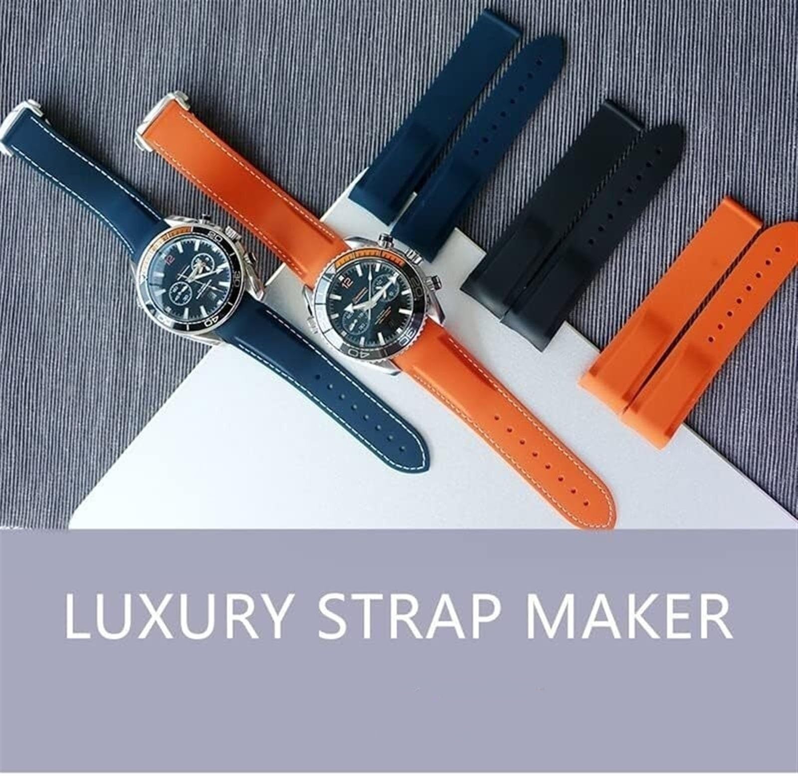 20 mm 22 mm Luxus-Uhrenarmband aus Gummi mit gebogenem Ende und Faltschließe für Omega Seamaster-Armbänder aus Silikon