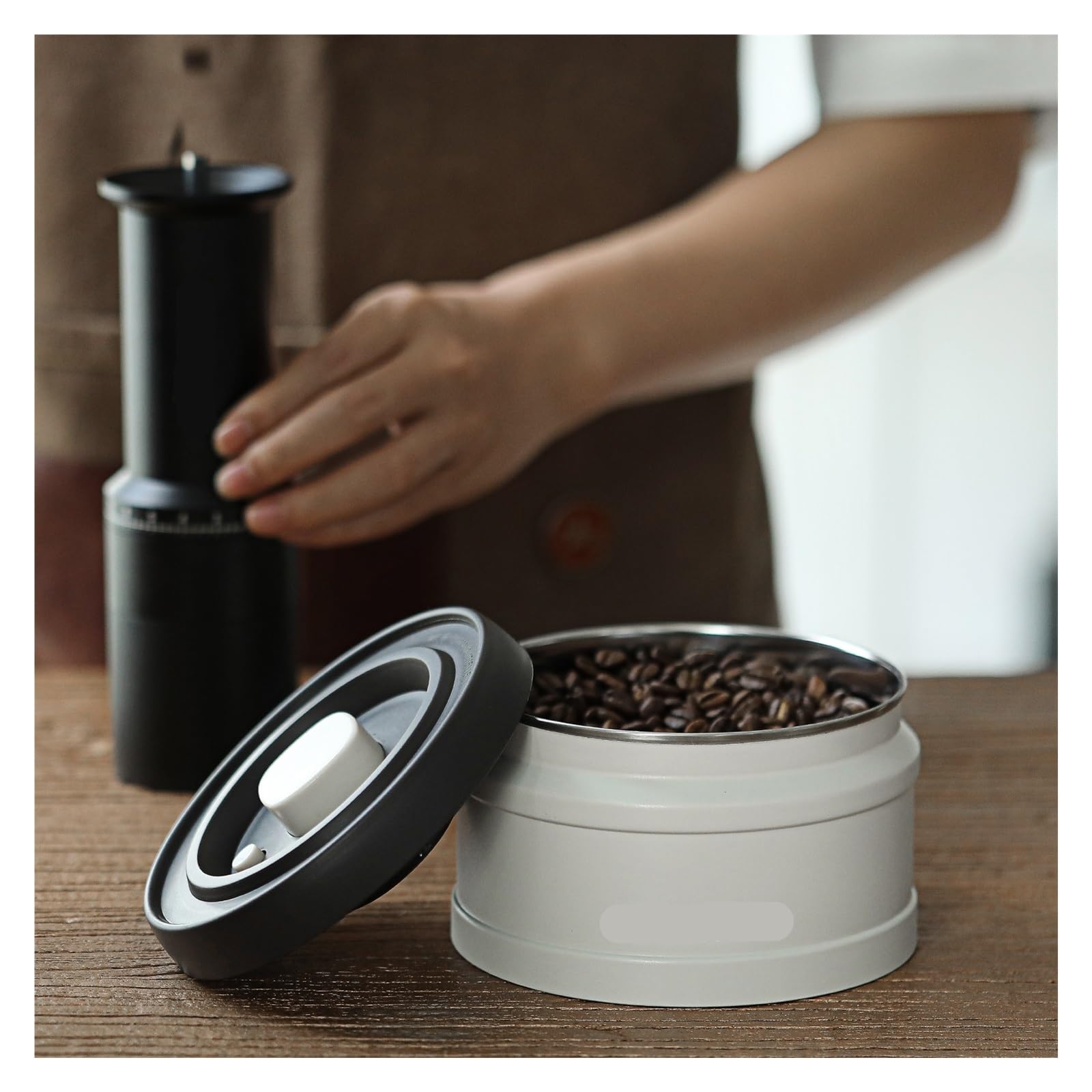 Manueller Vakuum-Kaffee-Vorratsbehälter, luftdichter Behälter aus Edelstahl, Kaffeebohnenglas, Barista-Zubehör for Zuhause für Kaffeebohnen, Zucker