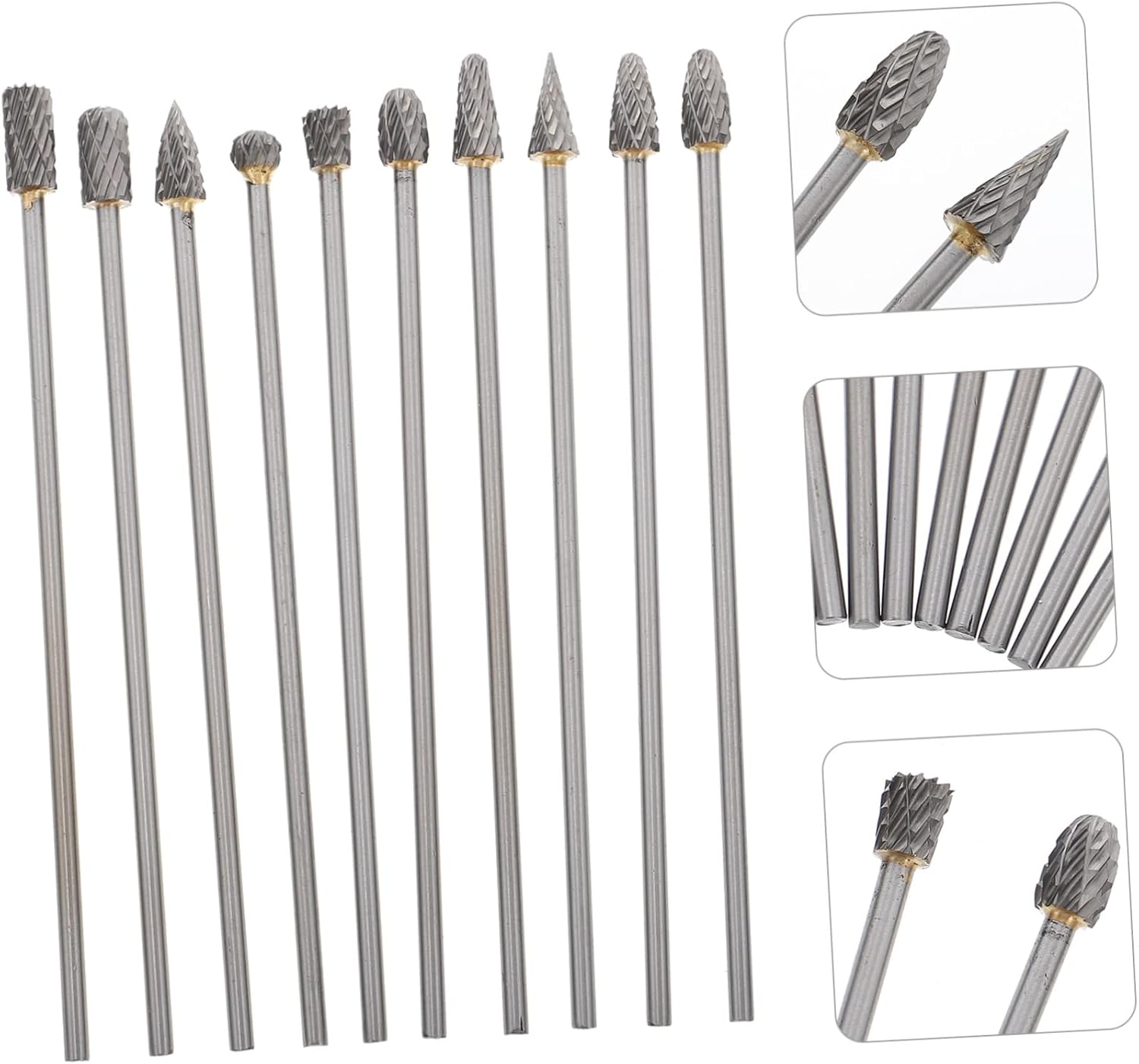 Long Carbide Rotary File Burr Set for Wood Carving Tungsten Steel Replacement Tool for Cleaning Shaping and Engraving Projects