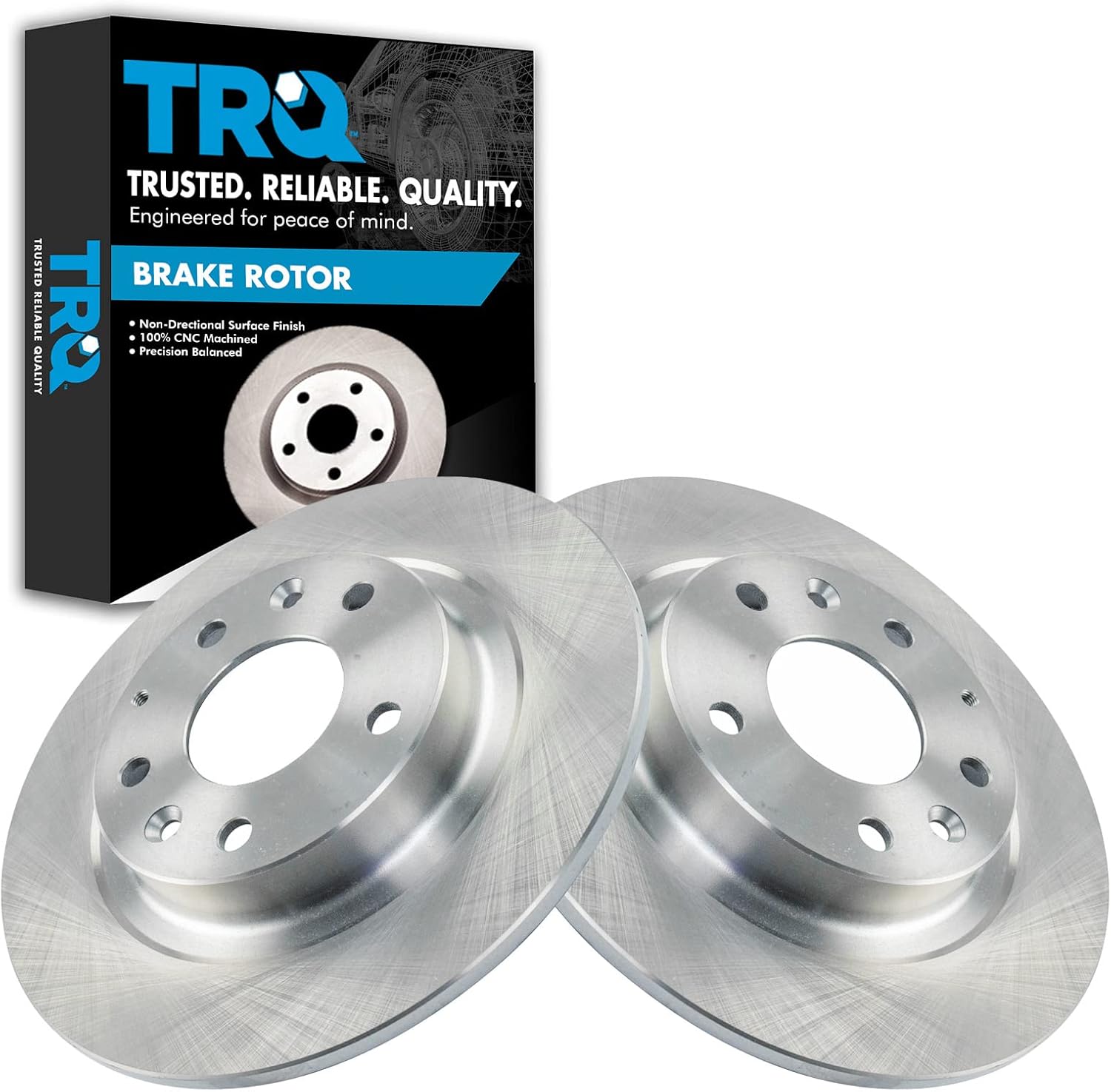 TRQ Rear Brake Rotors Set Solid Compatible with 2016-2018 Mazda CX-3