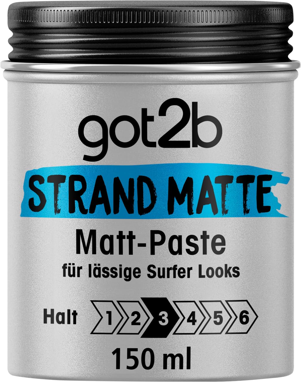 got2b Strand Matte Matt-Paste (100 ml), Styling Paste für matte Surfer Looks, zum Strubbeln, Texturieren oder Zähmen ohne Verkleben, mittlerer Halt, 6x 100 ml