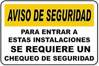 Spanish Security Screening Required to Enter - 8"x12" Aluminum Tin Warning Sign for Home, Outdoor Garden, Facility, Office