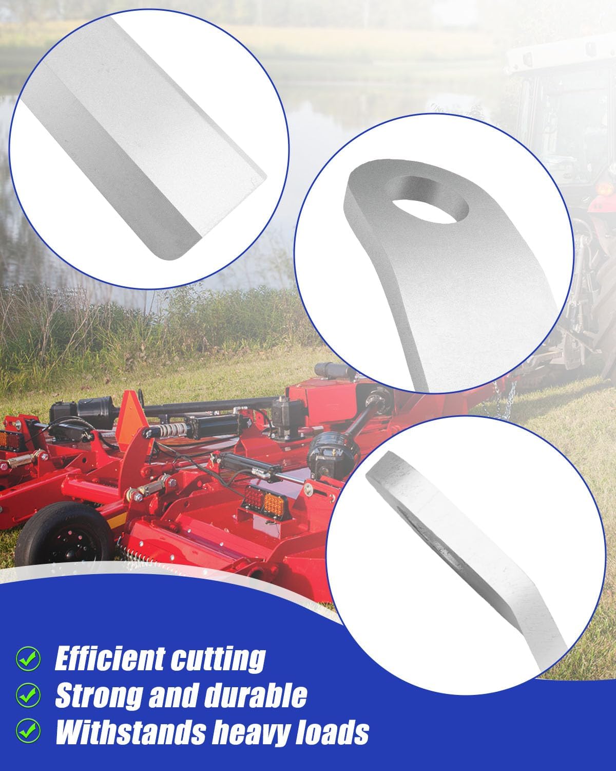 2Pcs Rotary Cutter Blades Fit for Mower King John Deere Bush Hog Bobcat Case ASV Kubota Skidsteer, 2-3/8" x 14" x 3/8" Heavy Duty AR400 Steel Brush Mowers Grass Cutter Blades
